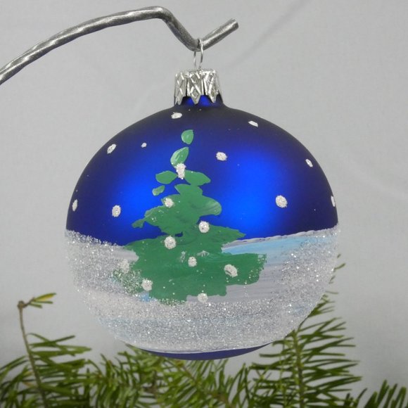Winter Village Hand Decorated Christmas Ornament 3" Blown Glass Ball**SET OF 6** - Picture 3 of 5